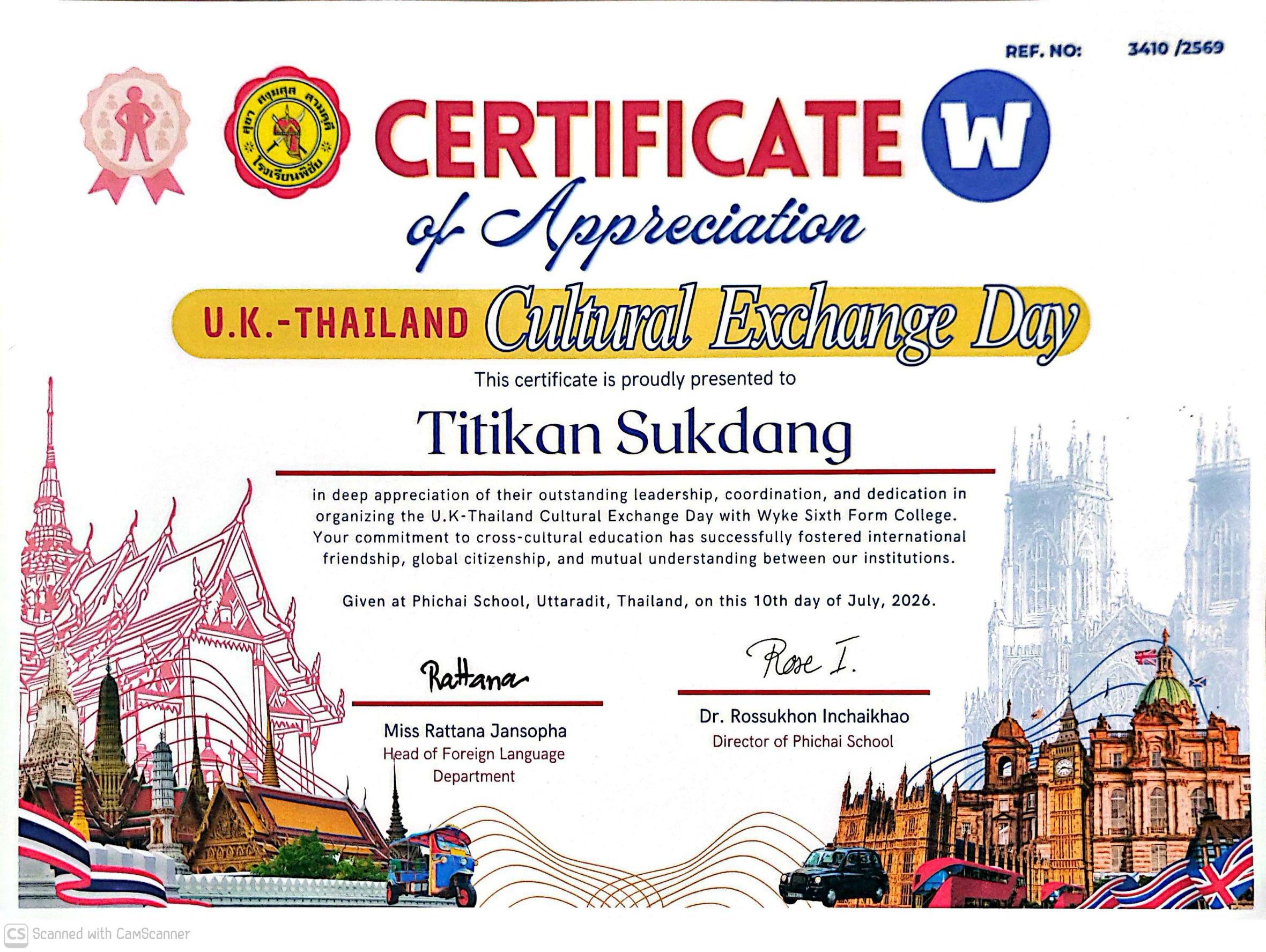 Coordination and dedication in organizing the U.K-Thailand Cultural Exchange Day